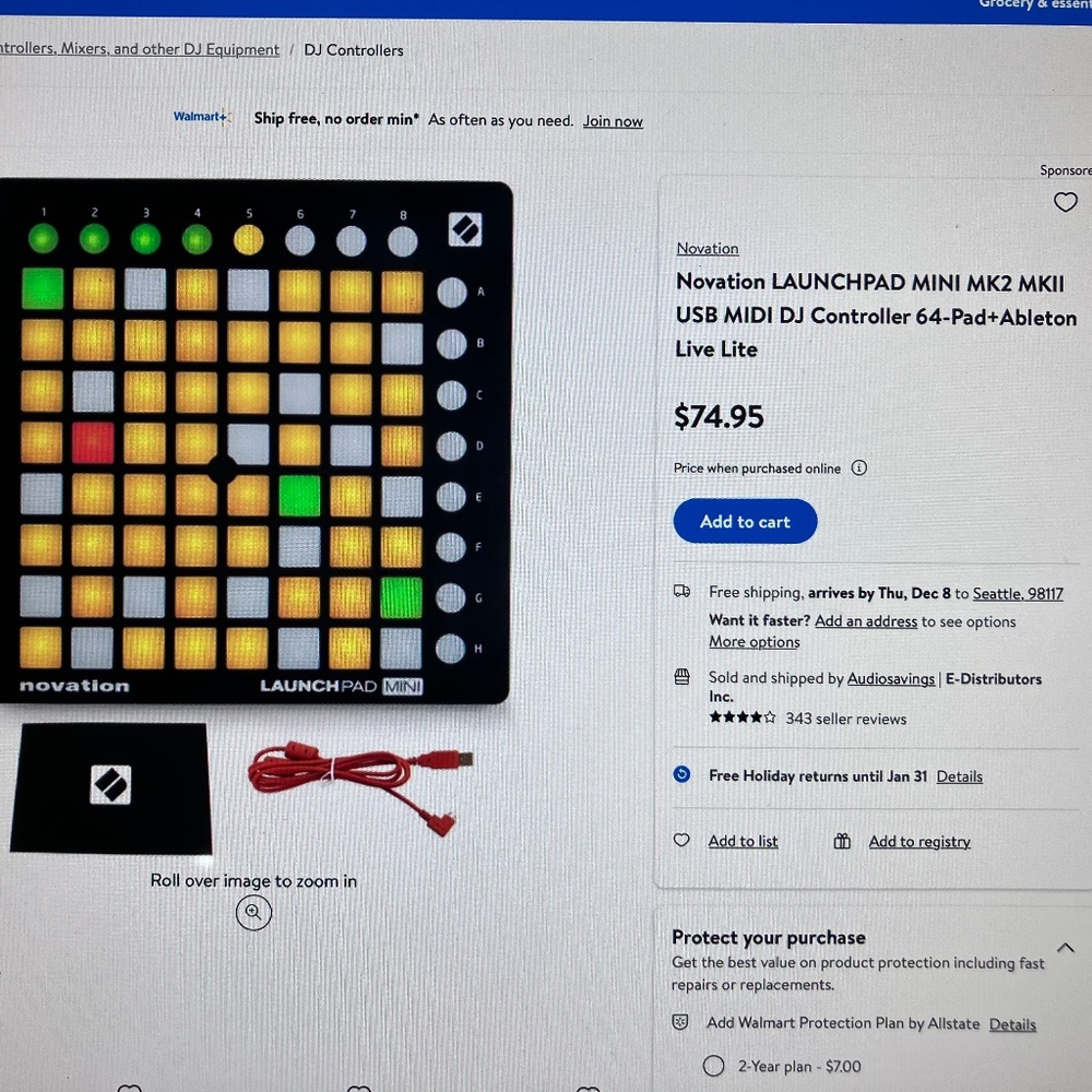 Novation LAUNCHPAD MINI MK2 MKII USB MIDI DJ Controller 64-Pad+Ableton Live Lite